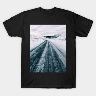 Driving Scandinavia - Curvy Road Through Winter Landscape T-Shirt